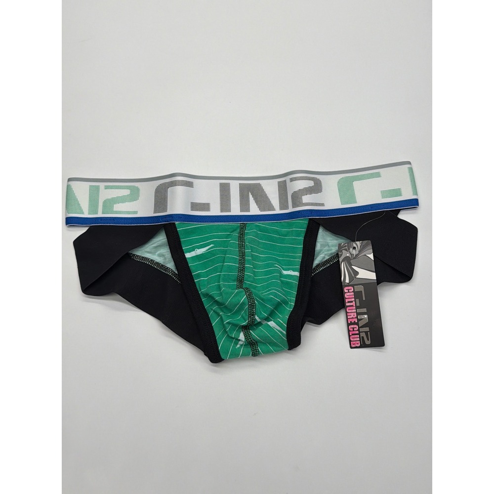 C-IN2 Culture Club Mens Jockstrap Green Croc Print Striped Low Rise Small NWT